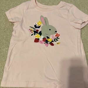 Hanna Andersson Light Pink Bunny Floral Tee